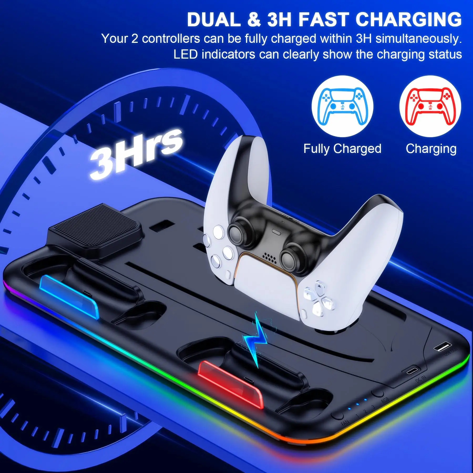 PS5 Slim Stand  Light Dual Charger - Image 6