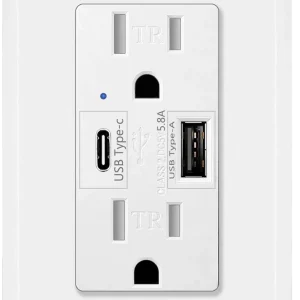 2PK Dual USB Port Type C Wall Socket with LED Indicator - Thumbnail Image 2