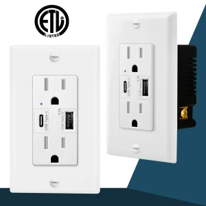 2PK  Dual USB Port Type C Wall Socket with LED Indicator