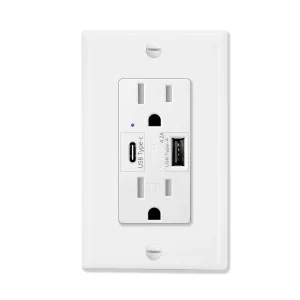 2PK Dual USB Port Type C Wall Socket with LED Indicator - Thumbnail Image 8