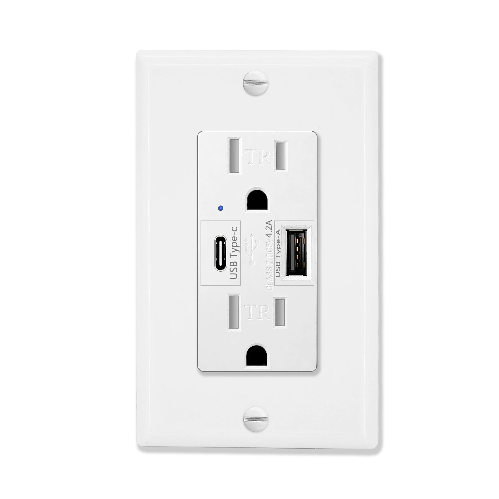 2PK Dual USB Port Type C Wall Socket with LED Indicator - Image 8