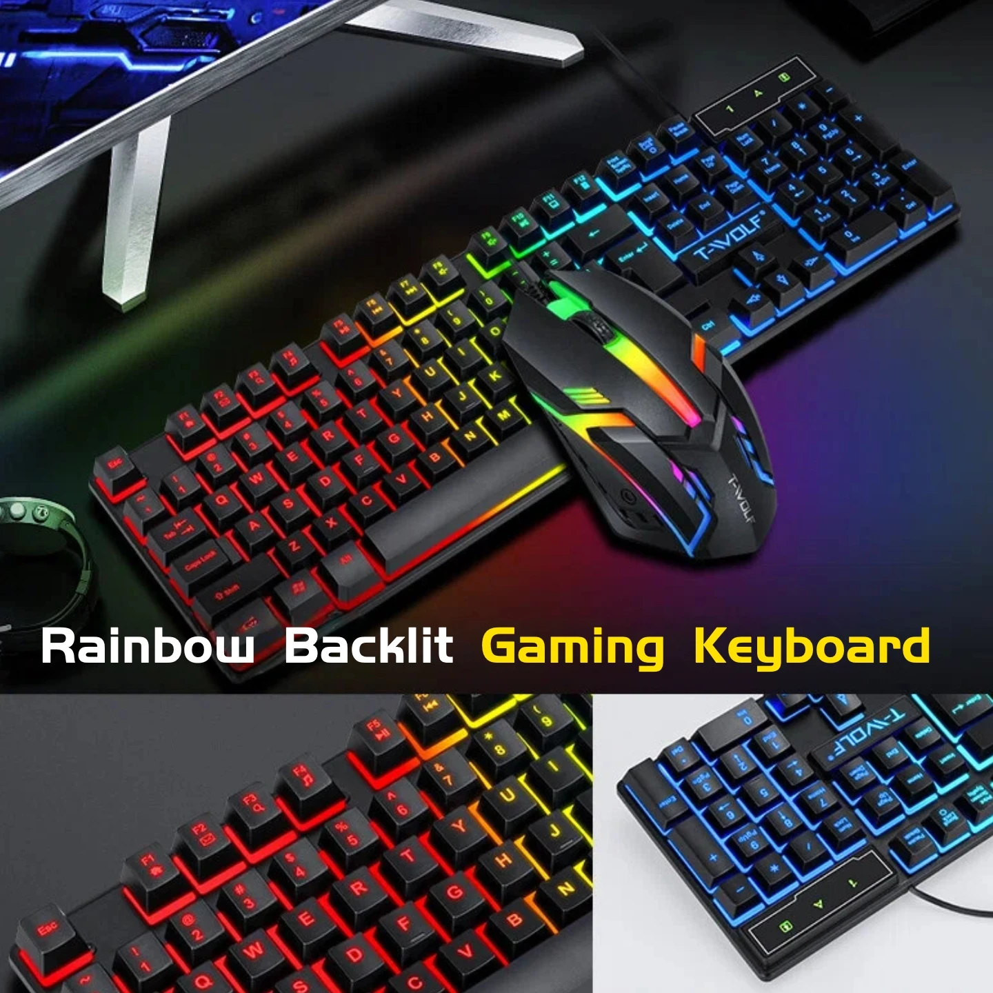Gaming Keyboard Mouse Headset Mousepad 4 in 1 Combo - Image 6
