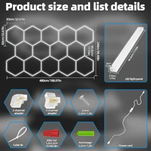 Hexagon  LED Lights, for Gaming Room, Gym, Garage - Thumbnail Image 3